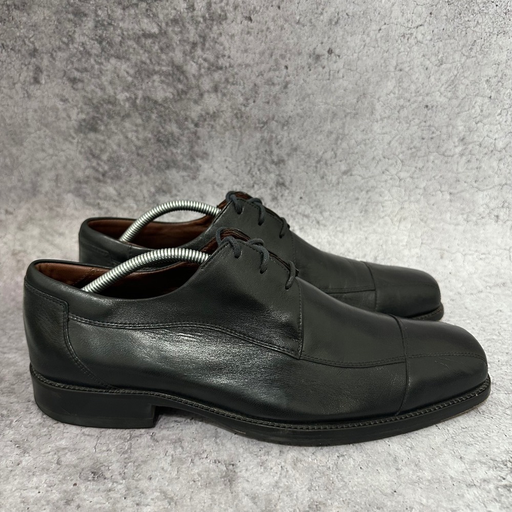 Johnston & Murphy Dobson Oxford Men 11.5 Black Cap Toe Leather Dress Shoes